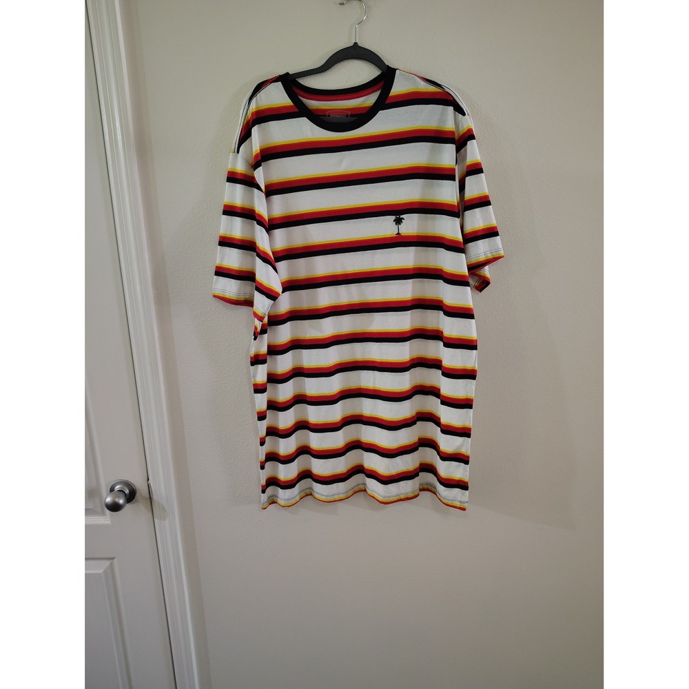 The‎ Foundry Supply Co Mens 2XLT Striped Palm Tree T-Shirt Red Yellow White New